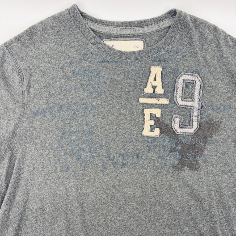 Y2K American Eagle Shirt Mens XXXL Gray Graphic Distressed Applique 2009