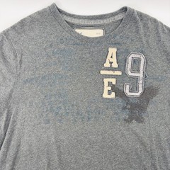 Y2K American Eagle Shirt Mens XXXL Gray Graphic Distressed Applique 2009