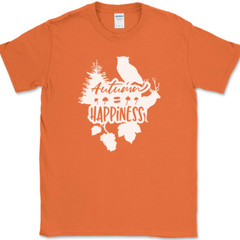Autumn Happiness T-Shirt Fall Thanksgiving Holiday Seasonal Leaves Tee