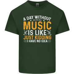 A Day Without Music Tekno Hip Hop Metal Mens Cotton T-Shirt Tee Top