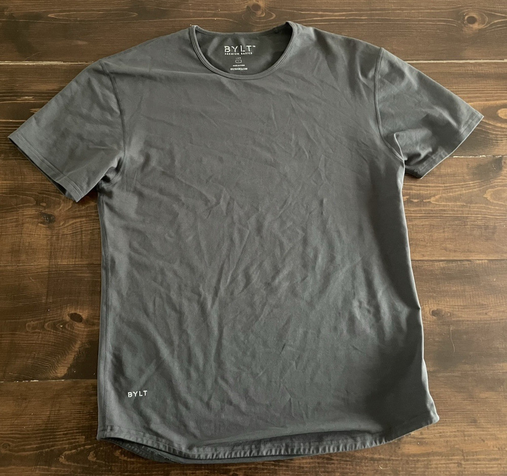BYLT Premium Basics Drop-Cut Lux T-Shirt Mens L Dark Gray Stretch Performance