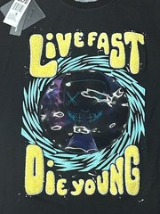 BKYS Live Fast Die Young Graphic T-Shirt Men’s Medium Black Cotton Stretch NWT