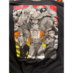 One Piece Anime T-Shirt Mens Large Black Straw Hat Crew Graphic Back Print Tee