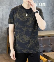 Men’s Ice Silk Cooling T-Shirt Summer Print Casual Short Sleeve O-Neck Top