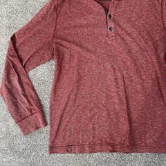 Banana Republic Marled Henley Shirt Mens Large Red Long Sleeve Casual