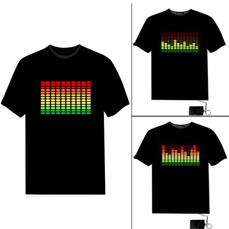 Creative LED Flashing Sound Activated Audio Control T-Shirt Night Club Wear