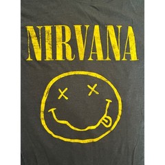 Nirvana Smiley Face Graphic T-Shirt Mens Small Blue Heather Rock Band Tee