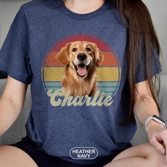 Custom Pet Photo Comfort Tee Retro Style Dog Personalized Pet Lover Gift