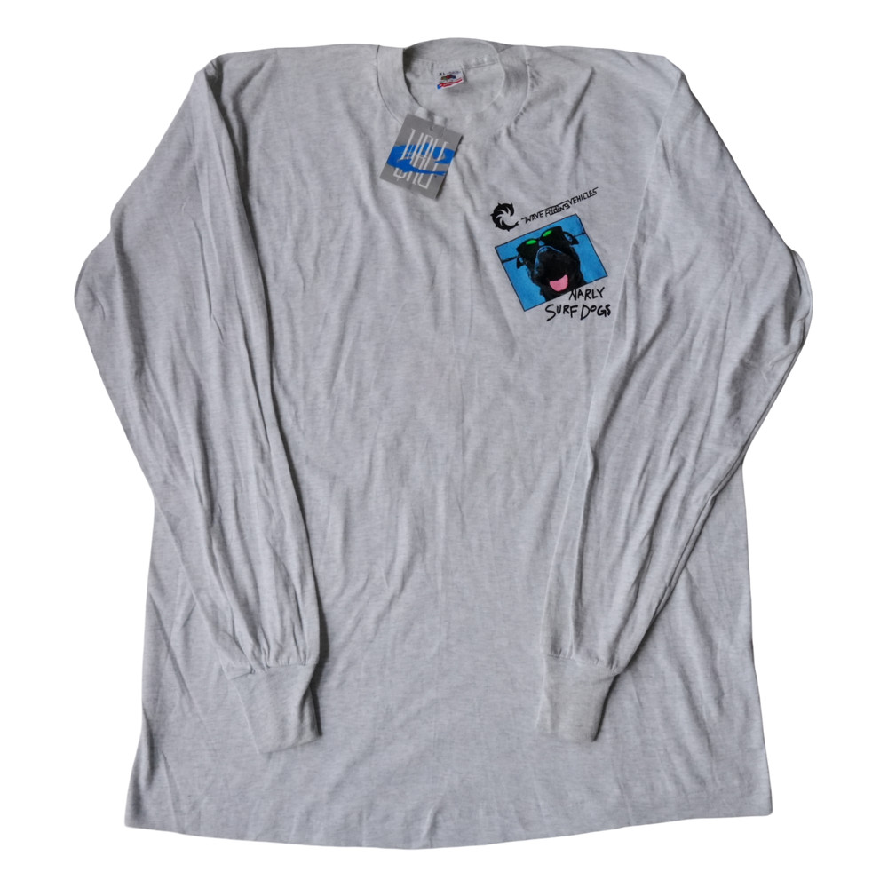 Vintage Wave Riding Vehicles Shirt Mens XL Surf Dog Graphic Long Sleeve USA 90s