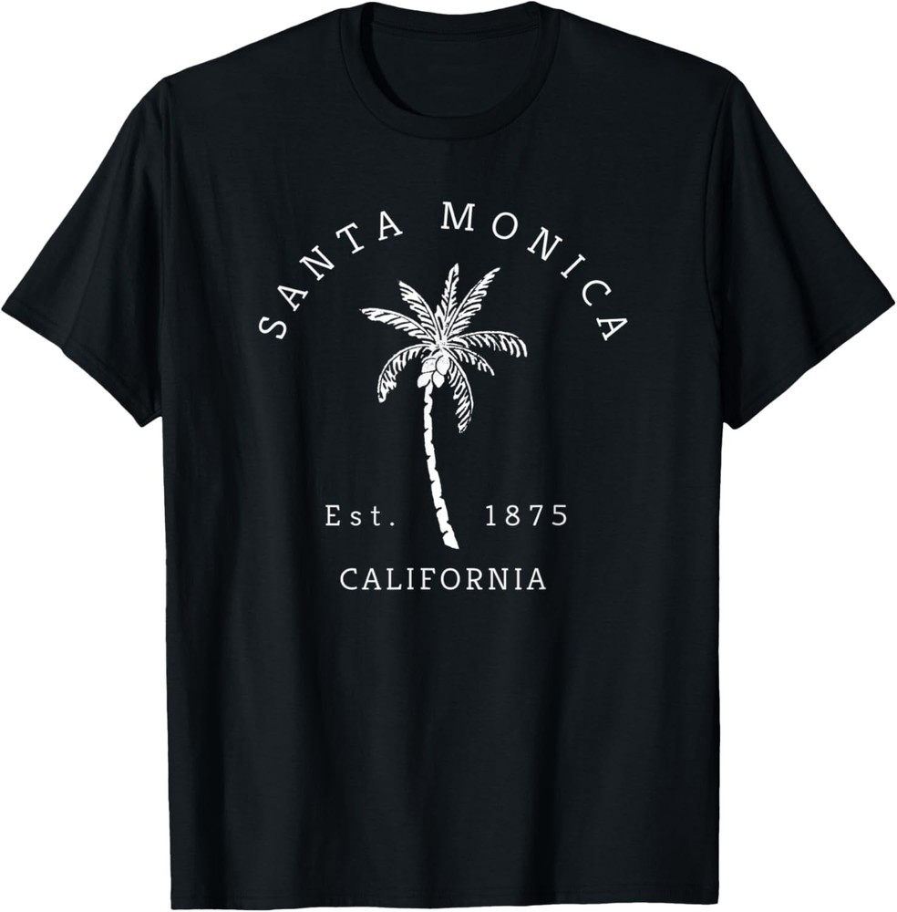 Retro Cool Santa Monica California Palm Tree Novelty T-Shirt