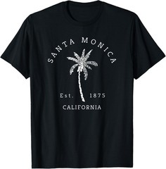 Retro Cool Santa Monica California Palm Tree Novelty T-Shirt
