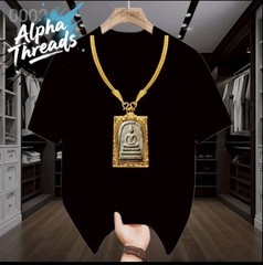 Amulet Thailand Printed Cotton T-Shirt – Black Size XXL