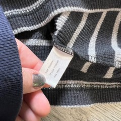 US Polo Assn Thermal Shirt Mens L Grey White Striped Long Sleeve Waffle Knit