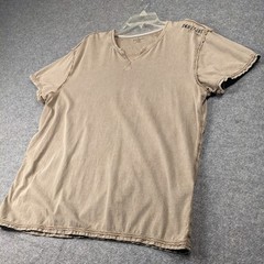 DKNY Jeans Split Neck T-Shirt XL beige/tan color with contrast stitch details