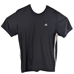 ADIDAS Mens Climalite Shirt Black size Medium 3 White Stripes Back
