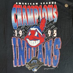 CLEVELAND INDIANS 1995 World Series Licensed MLB T-Shirt. LARGE New W/Tags VTG