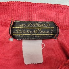 Vintage Eddie Bauer Henley Shirt Men L Red Ribbed Knit Distressed Grandpa Logger