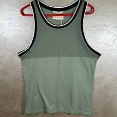 Distortion Mens Sage Green Mesh Panel Cotton Tank Top Sleeveless Shirt Size M