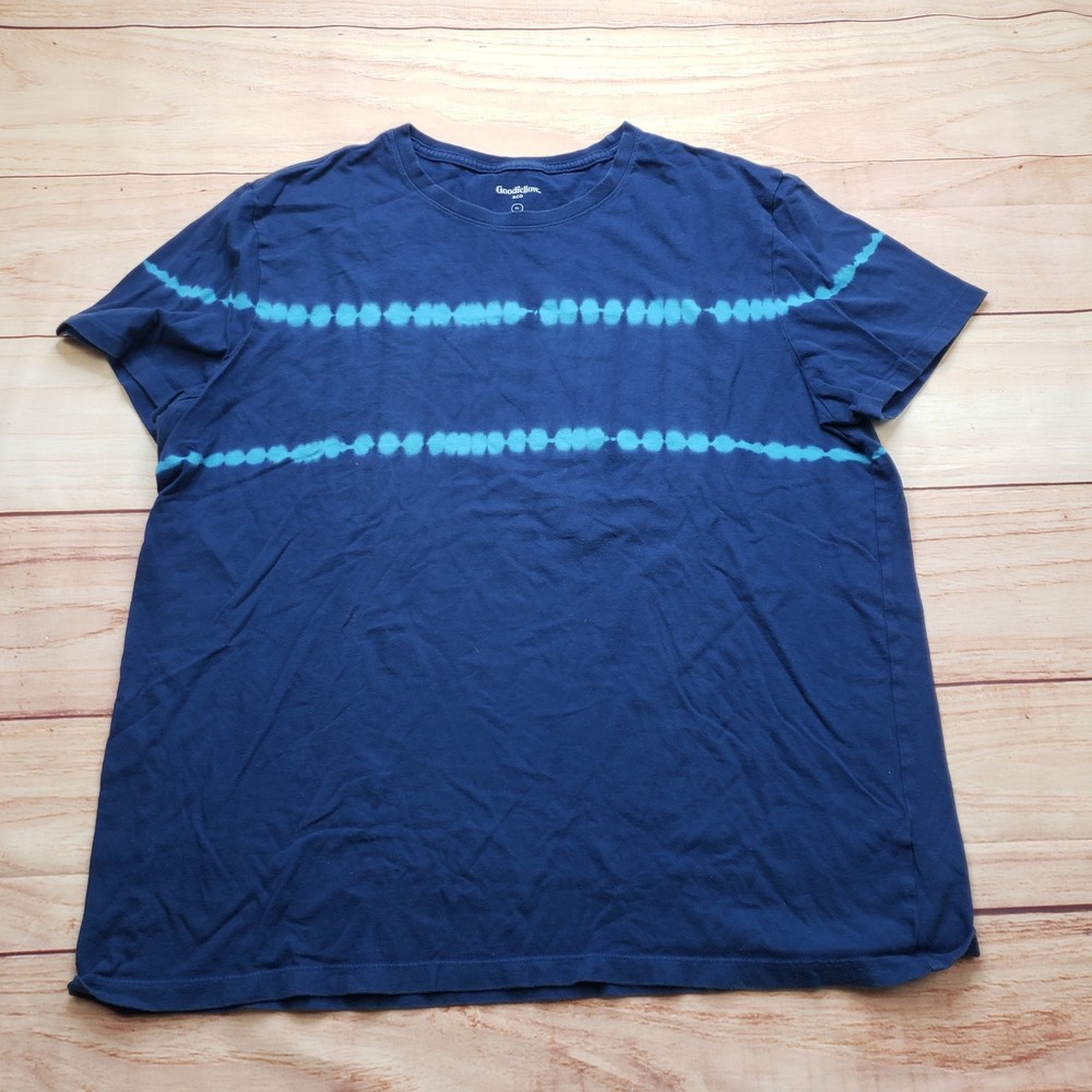 Goodfellow & Co Tie Dye T-Shirt Mens XL Navy Blue Teal Striped Short Sleeve Tee