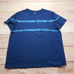 Goodfellow & Co Tie Dye T-Shirt Mens XL Navy Blue Teal Striped Short Sleeve Tee