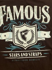 Y2K Famous Stars And Straps Logo T Shirt Sz L Black Hip Hop Grunge Rock