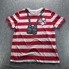 Where’s Waldo? Shirt Mens 2XL Red Striped Binoculars Graphic Tee Crewneck