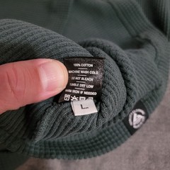 American Giant Shirt Men Large Green Waffle Knit Heavyweight Thermal Made In USA