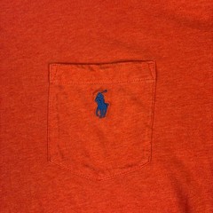 Polo Ralph Lauren Shirt Mens XL Orange Pocket Tagless Crewneck Cotton Jersey