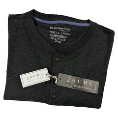NWT Jachs New York Men’s L Large Henley T-Shirt Black Long Sleeve MSRP $89