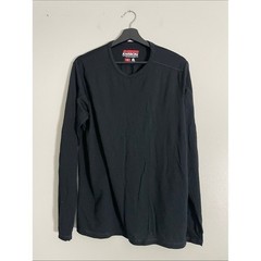 Karbon Mens Black 100% Merino Wool Long Sleeve Crew Neck Base Layer Shirt Size M