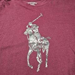 Polo Ralph Lauren Mens XL Burgundy Long Sleeve Big Pony Camo Graphic T-Shirt
