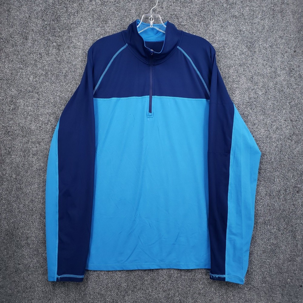 Tommy Bahama 1/4 Zip Shirt Mens XL Blue Two Tone Mock Neck Pullover Activewear