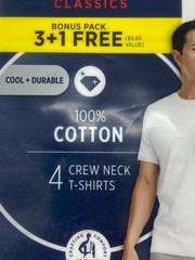 Jockey Men’s 4-Pack Crew Neck T-Shirts- White- Size Medium 38-40