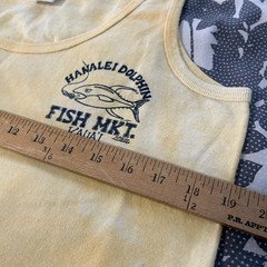 Vtg 90s Hanalei Dolphin Fish Market Kauai Tank Top M Anvil Red Bar USA Tie Dye