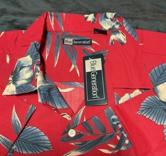 Blue Generation Red Tropical Hawaiian Beach Shirt Men’s Size Large NWT
