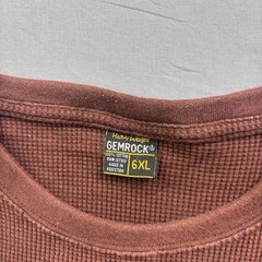 Gemrock Heavyweight Thermal Shirt Mens 6XL Brown Waffle Knit Long Sleeve Cotton