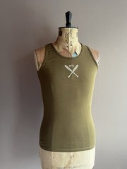 Mil-Tec Tank Top Vest Mens Size M Olive Green Cotton Graphic Print