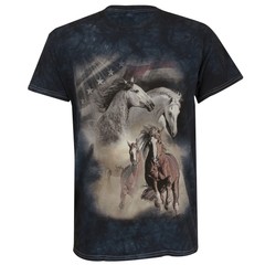 The Mountain Born Free Horses Men’s Graphic Short Sleeve T-Shirt in Navy, Medium