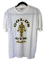 Gold’s Gym Anaheim T-Shirt White w/ Yellow Detail Bodybuilding Mecca Men’s M