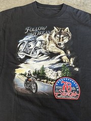 2016 sturgis motorcycle rally wolf biker t-shirt size XL follow your dreams