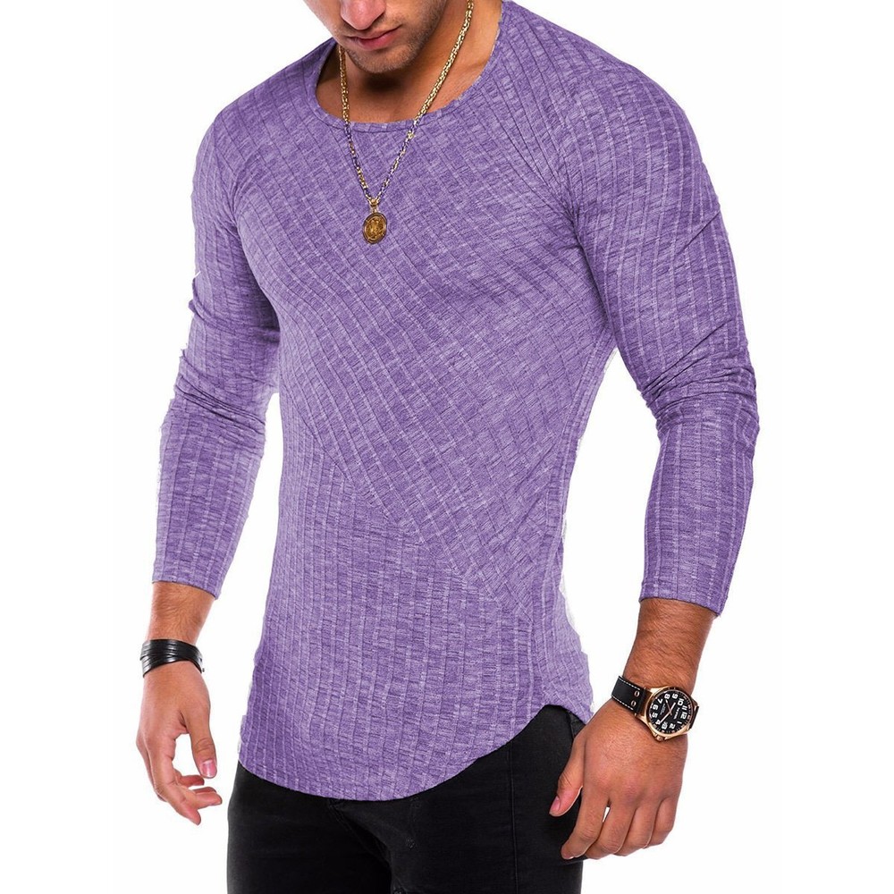 Zonbailon men’s t-shirt Base crew neck cotton slim fit bottomed long sleeve