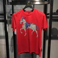 New Fashion Trend Horse Hot Drilling Rhinestones Summer Luxury Men T-Shirt