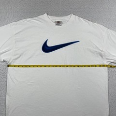 Nike T-Shirt Mens XXL White Blue Swoosh Vintage 90s Made in USA Streetwear Tee