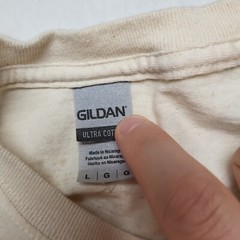 White Square T-Shirt Mens L Stains Beige F63