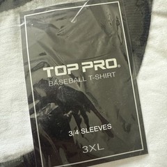 TOP PRO Men’s 3/4 Sleeve Raglan Jersey Baseball T-Shirt MBT001 Size 3XL BLK WHI