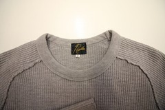 Needles Japan Raglan Thermal Waffle Knit Long Sleeve Small 34″ Chest Grey