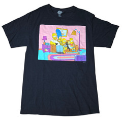 C-Life Group The Simpsons Family On Couch Graphic Black T-Shirt Size Small