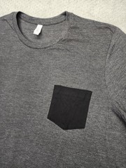 Bella + Canvas Shirt Mens 2XL Gray Black Pocket Tee Short Sleeve Casual