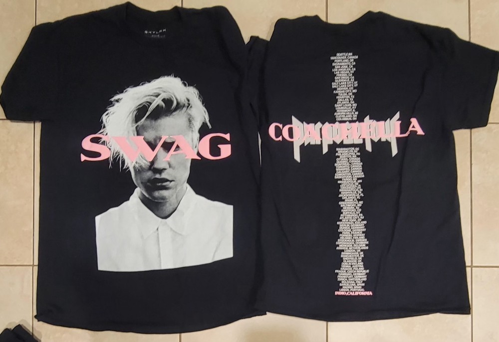 Justin Bieber Official Coachella Small Black Swag Tour Shirt SKYLRK Authentic