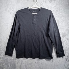 Vince XL Black Henley Long Sleeve Tee Minimalist Quiet Luxury Modern Classic